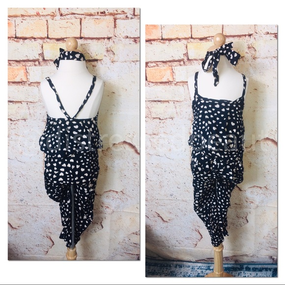 NWT Black 2PC Sweetheart Polka Dot Jumpsuit Set - Picture 5 of 14